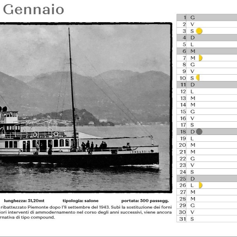 Calendario dei 200 Anni di navigazione sul Lago Maggiore